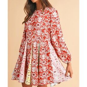 Floral Red and Pink Mini Dress